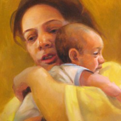 Mother and her baby, oil on canvas