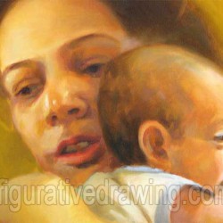 Detalje af mor og hendes babys maleri