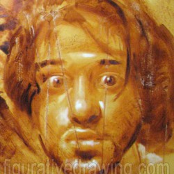 Portrait drawing in oil