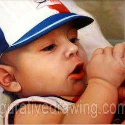Baby drengs ansigt, Oliemaleri på lærred
