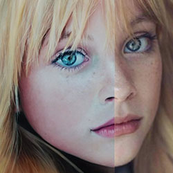 
A hyperrealistic painting of a face